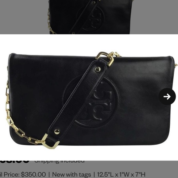 Tory Burch Handbags - Tory Burch Bombe Reva Black Leather Clutch